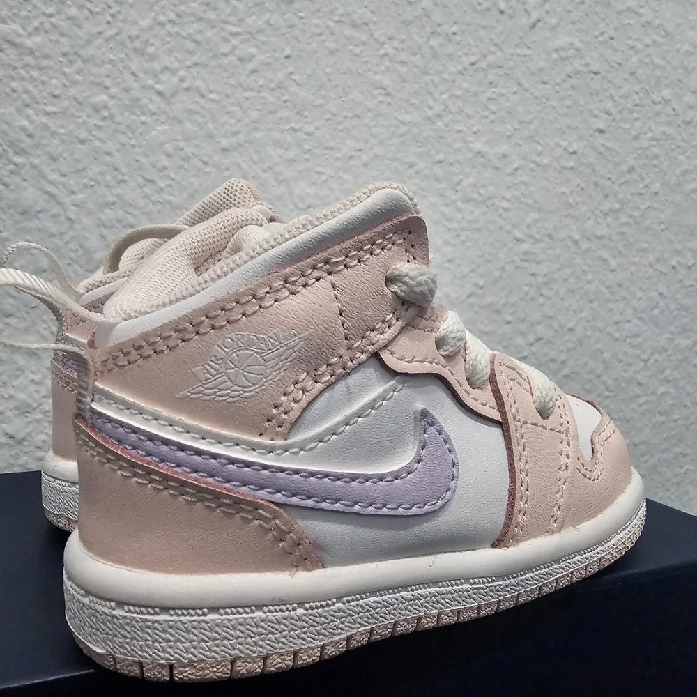 Toddler's Jordan 1 Mid Pink Wash/Violet Frost-White (TD) (FD8782 601) Size 4C